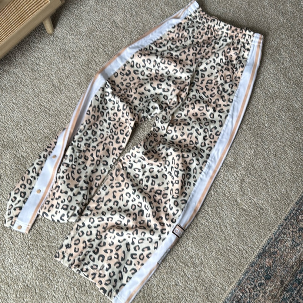 Adidas leopard print wide leg track pants